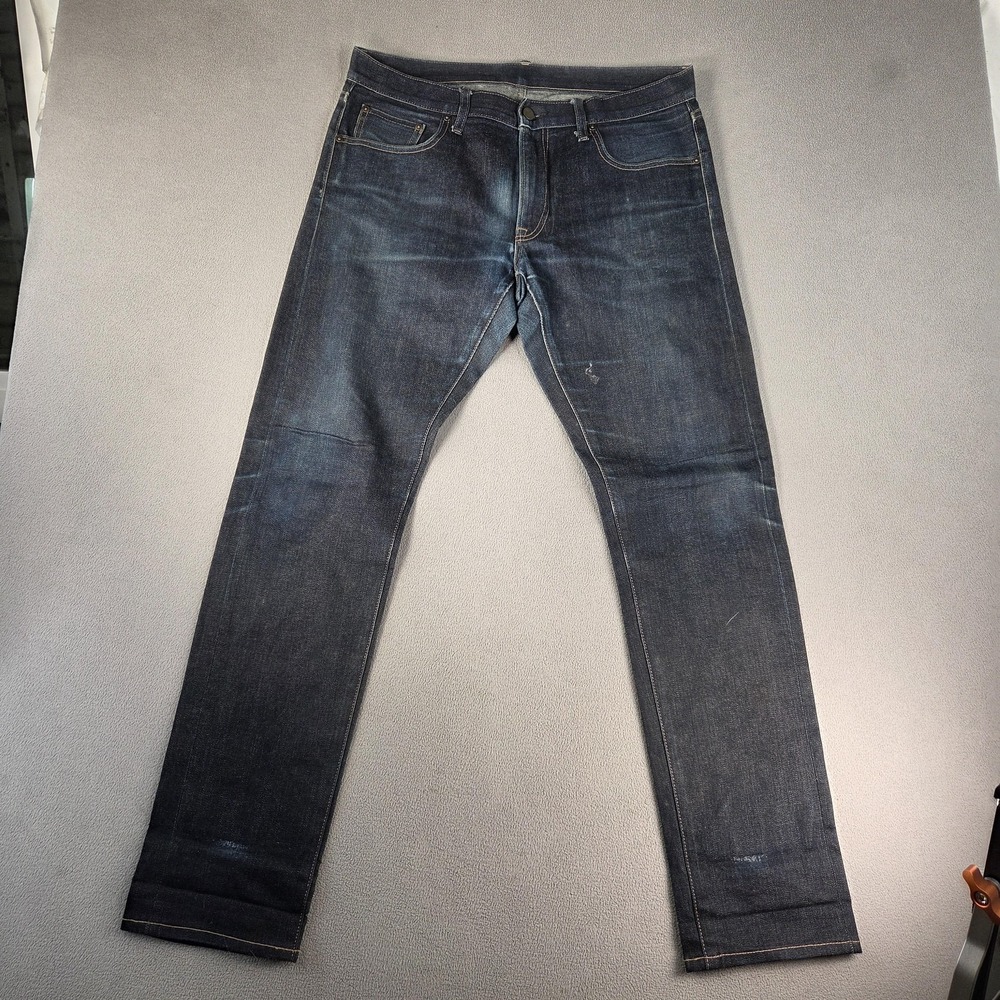 Uniqlo Selvedge Straight Jeans - Dark Blue Indigo Wash 34x32